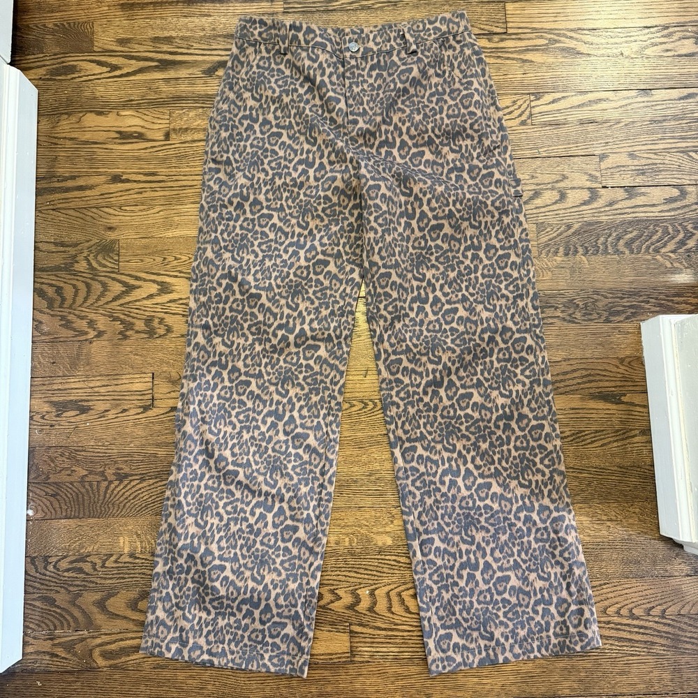 NOISY MAY‎ Women's Brown Leopard Print Straight Leg Jeans Pants Medium - Picture 4 of 12